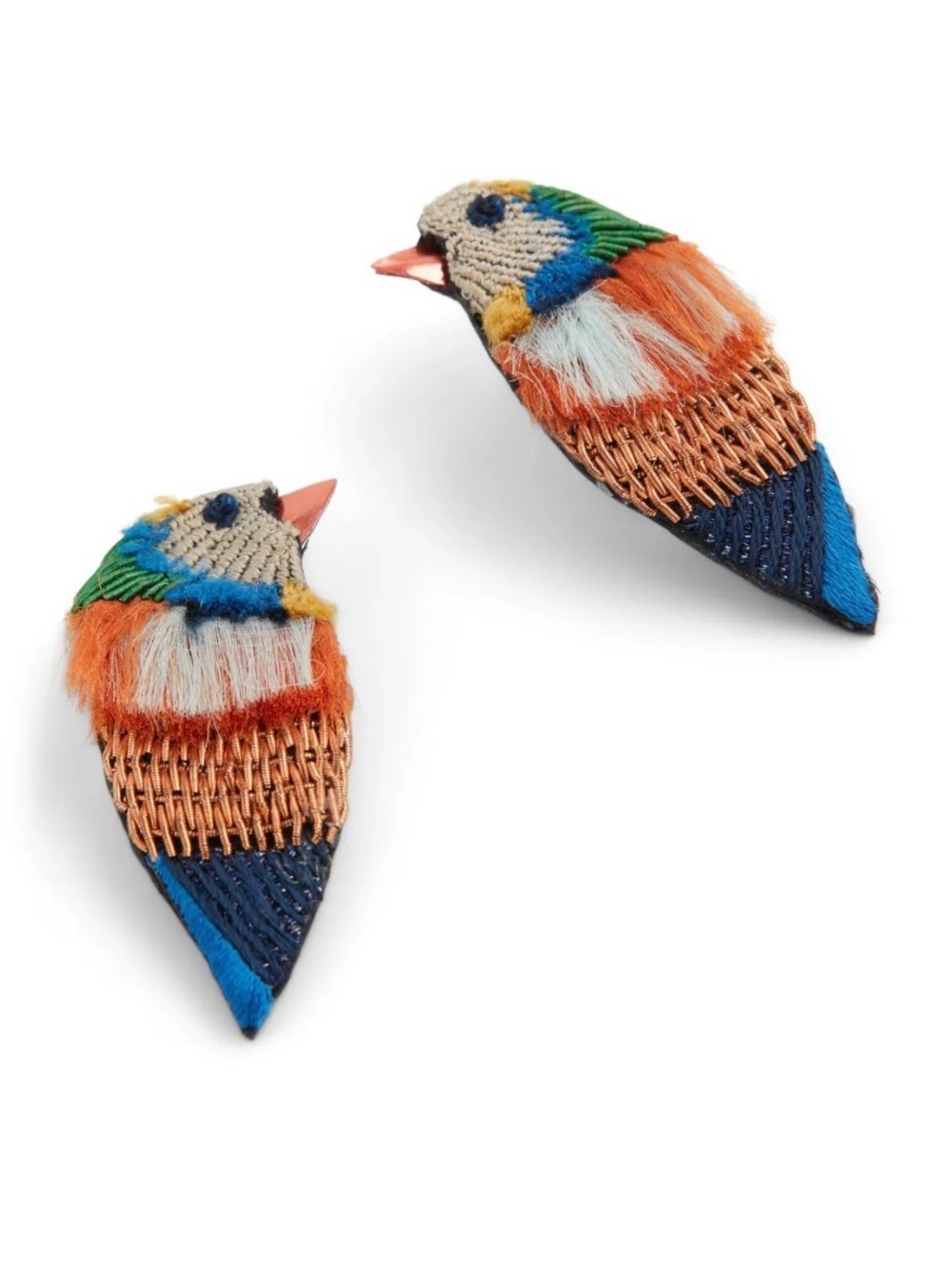 Mignonne Gavigan multi colored finch bird earrings